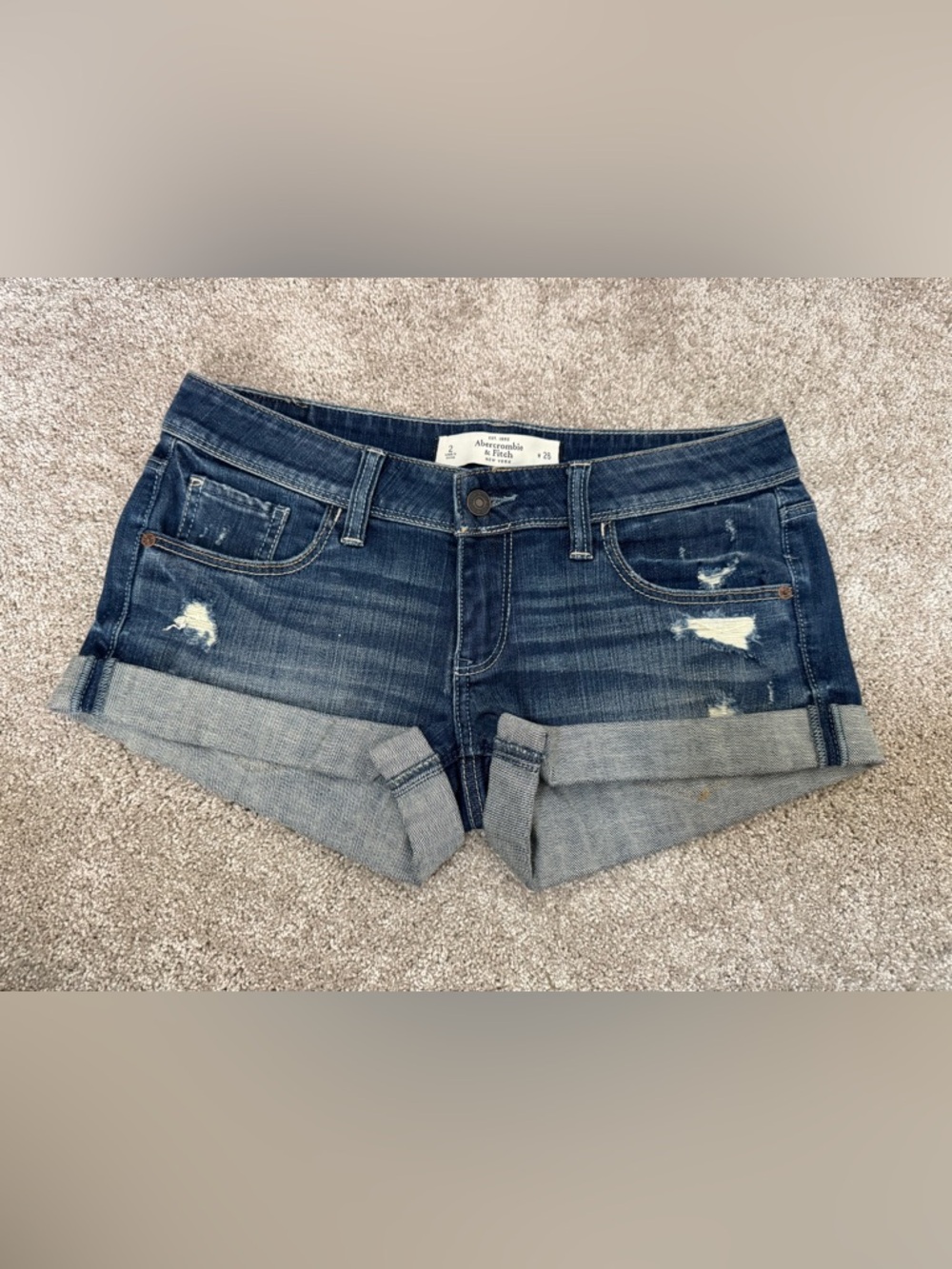 Abercrombie Denim Shorts Womens 26 Distressed Cuffed Low Rise